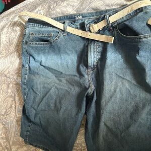 Lee Women's Blue Jean Shorts with Cream Belt